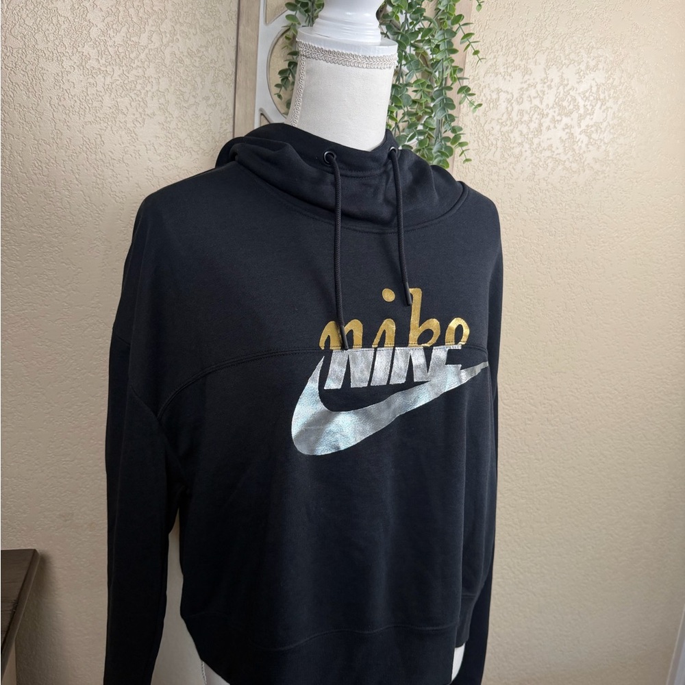 Nike Black Hoodie with Metallic Logo